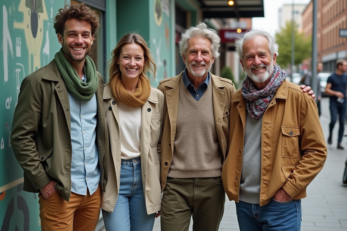 Groupe diversifié en mode durable dans la rue urbaine