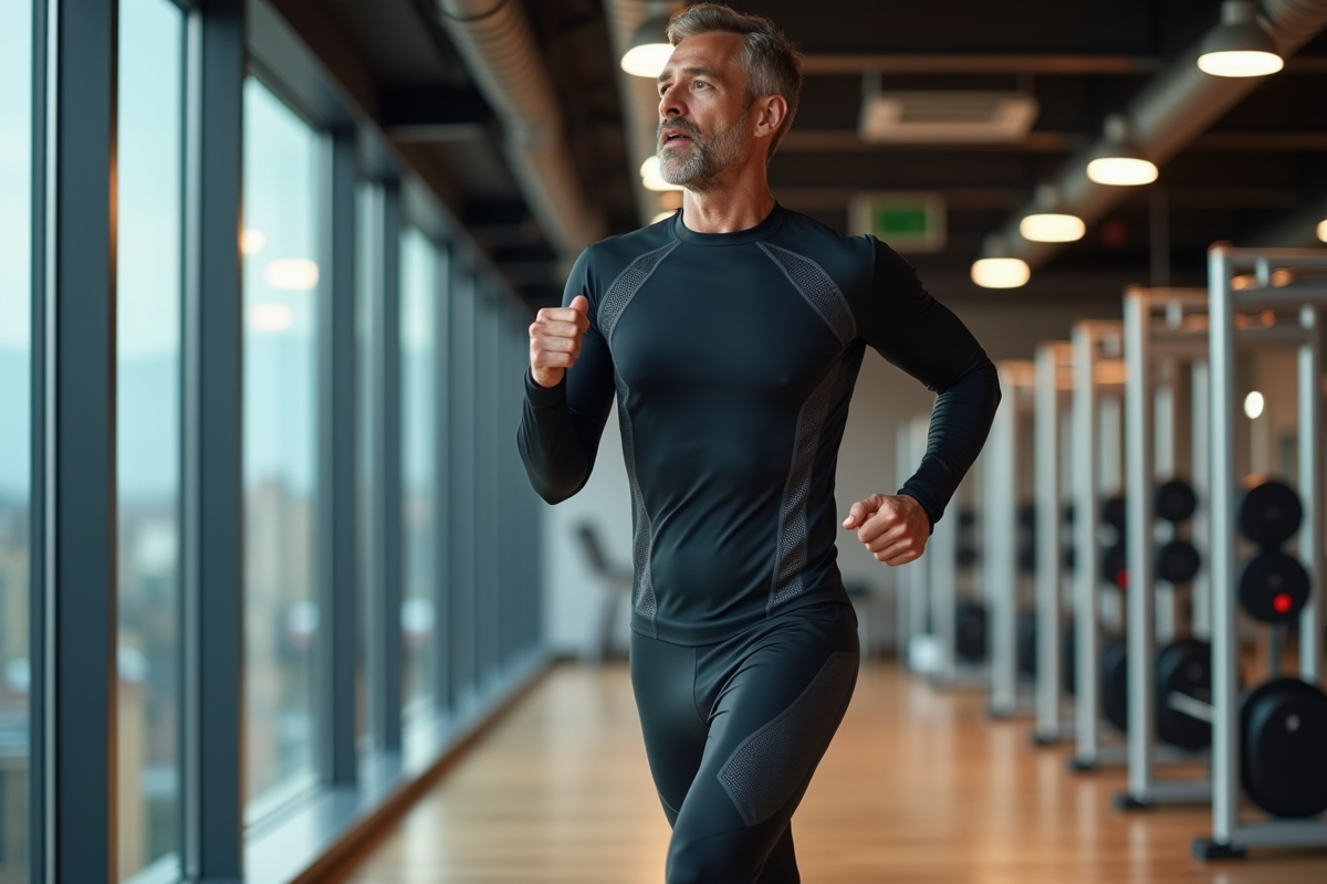 Homme en vêtements techniques dans une salle de sport urbaine