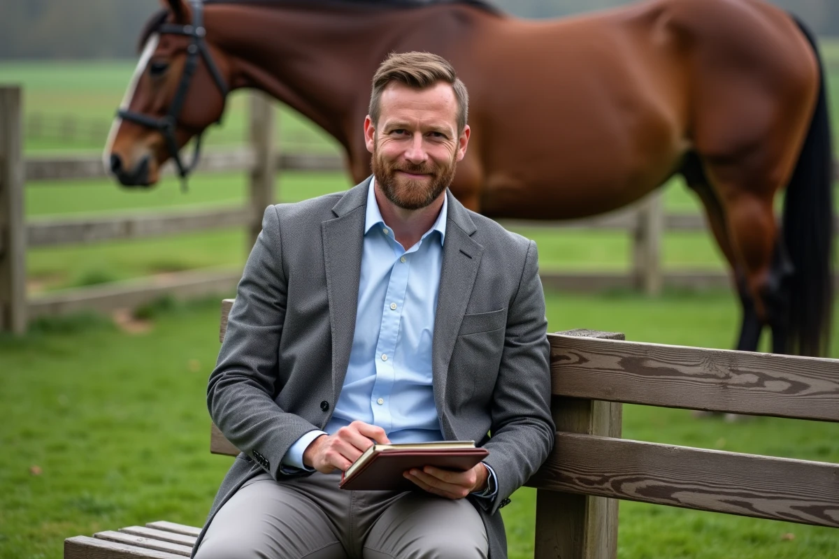 Homme d affaires écrivant sur un carnet dans un box de ferme